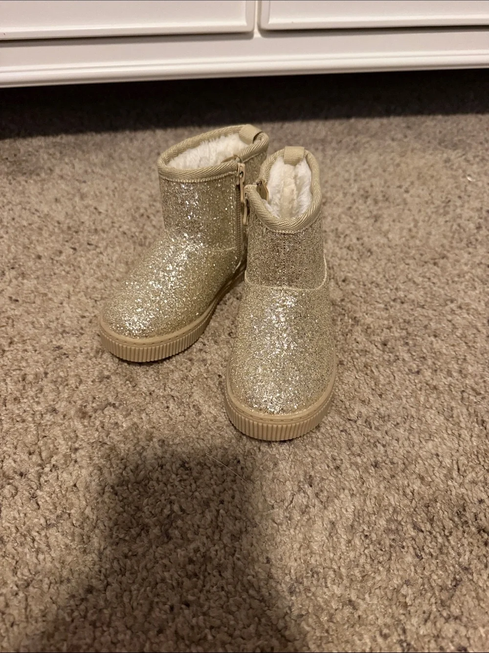 Kids Glitter Zip-Up Ankle Boots in Gold